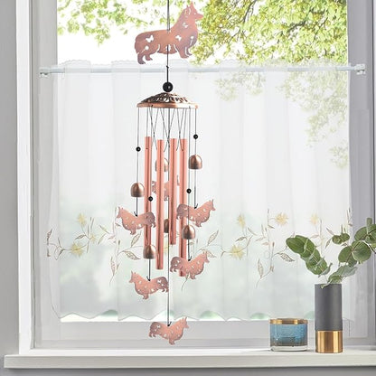 Dachshund Wind Chimes - Handcrafted Brass Unique Outdoor Musical Decor for Garden,Patio & Nursery, Memorial Day Gifts for Mom/Wife/Daughter, Whimsical Yard Decorations with Soothing Tones
