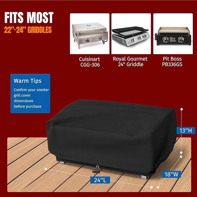 SHINESTAR 24 Inch Grill Cover for Cuisinart CGG-306 Chef's Style, Royal Gourmet 24" Griddle, Ninja OG751, Pit Boss 75275 & PB336GS and Most 2-Burner Portable Grills