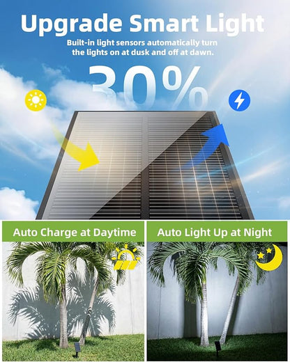 EZVALO Solar Spot Lights Outdoor IP67 Waterproof, Adjustable Solar Landscape Lights, 3 Lighting Modes Solar Spotlights for Outside Yard Garden Plant Trees Pathway Flag (Cool White-4Pack)