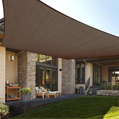LOVE STORY Custom Size 7'x15' Brown Sun Shade Sail Rectangle UV Block Canopy Patio Sail Sunshades Fabric for Outdoor Garden Carport (We Make Custom Size)