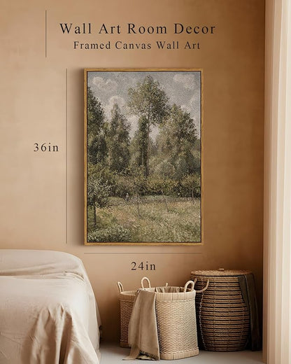 InSimSea Framed Canvas Prints Art Vintage Decor, Bushes Poplars Nature Landscape Paintings, Large Prints, Farmhouse Decor, Classical Wall Decorations for Bedroom Living Room Bathroom, 24"x36"