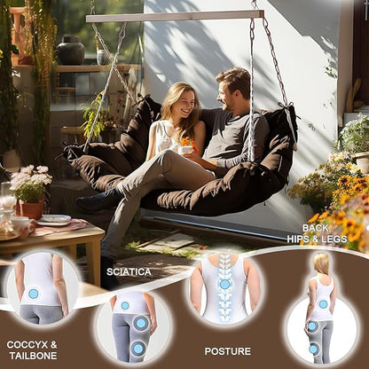 Outdoor Swing Cushions 3 Seater Waterproof, Replacement Bench Cushions for Outdoor Patio Furniture with Backrest, Porch Swing Cushion with Ties for Lawn and Garden (Coffee, 40x71in)