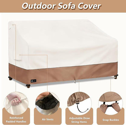 Outdoor Couch Cover for Patio Furniture - Heavy Duty Waterpoof All-Weather 3-Seater Patio Sofa Cover, 85"x38"x35" (Beige)