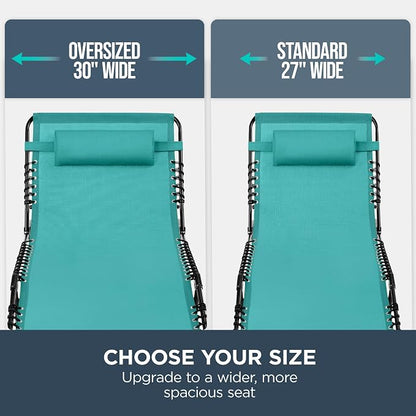 Best Choice Products Extra Wide Patio Chaise Lounge Chair, Portable Outdoor Folding Recliner for Lawn, w/ 8 Positions, Handles, 440lb Capacity - Teal