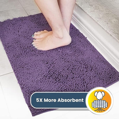 Muddy Mat® | Super Water Absorbent Door Mat Indoor, Microfiber Quick Dry Chenille Entryway Rug, Slip Resistant Front Door Mat, Indoor Mats for Entryway, Machine Washable Pet Rug, Lavender 24" x 96"