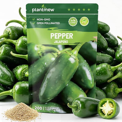 200 Heirloom Jalapeno Pepper Seeds for Planting – Hot Pepper, High Germination, Fast-Growing, Ideal for Home Garden, Container, or Greenhouse