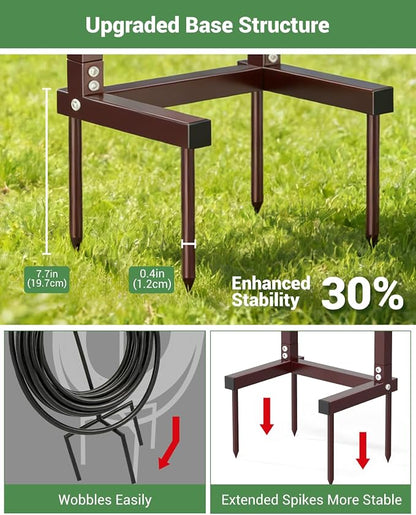 HZE Garden Hose Holder, Freestanding Water Hose Reel Stand for Outside, Heavy Duty Detachable Metal Storage Rack Holds 160 FT for Yard Lawn Farm, Bronze