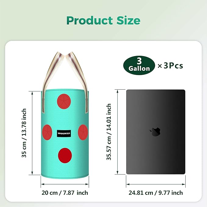 3 Pack 3 Gallon Hanging Strawberry Planter Bags, 12 Holes PE Grow Bags with Bottom Drainage, Reusable Vertical Planters for Small Space Gardening(Green)