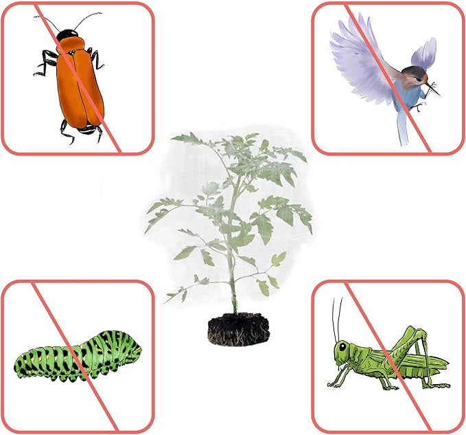 MR FIVE 3 PCS Large Drawstring Plant Covers,Bird Barrier Netting Mesh with Drawstring,Reusable Garden Netting Mesh with Drawstring,Plant Cover for Protect Fruit Tree Vegetable Flower,4.6 ftX 3.3 ft