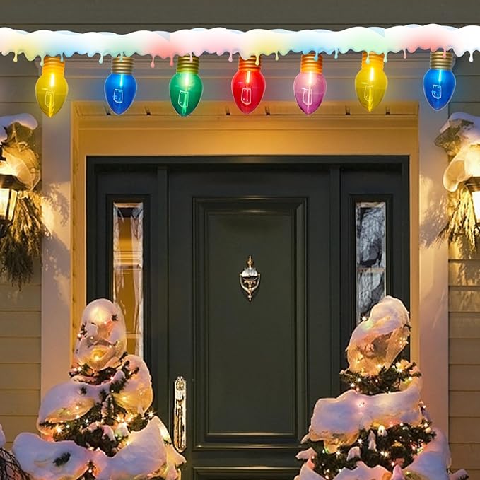 16Ft Jumbo LED Multicolor Christmas String Lights Outdoor with 10 C7 Clear Jumbo Multicolor Bulb, Connectable Hanging Christmas Lights for Indoor Outdoor Porch Patio Eave Xmas Trees Roof Decorations