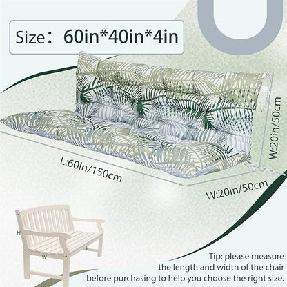 2/3 Seater Swing Replacement Cushion, Waterproof Porch Swing Cushions with Backrest, Thickened Bench Cushions for Outdoor Furniture, for Outdoor Patio Swing (Hawaii, 60 * 40 in)