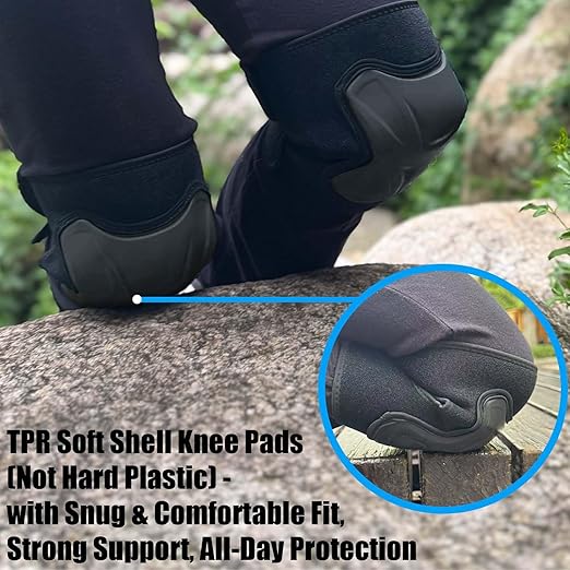 Work Knee Pads for Kneeling Men & Women, Safety Soft Cushioned knee Pad with Non-Slip Straps and Heavy Duty Cap, Perfect for Flooring, Carpeting, Floor Installation, Industrial Workers for Adult, Black XL (1 Pair)