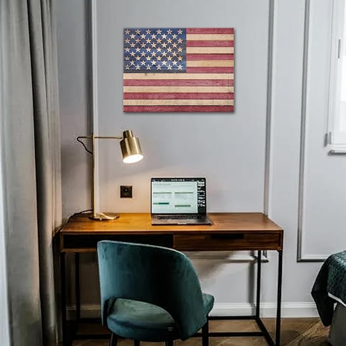 Berlun American Flag Wall Decor - Vintage Patriotic Canvas Wall Art for Home, Office, or Outdoor - USA Flag Wall Hanging for Independence Day, 4th of July, Memorial Day -Merry Christmas Gifts-AL-11 ﻿ ﻿