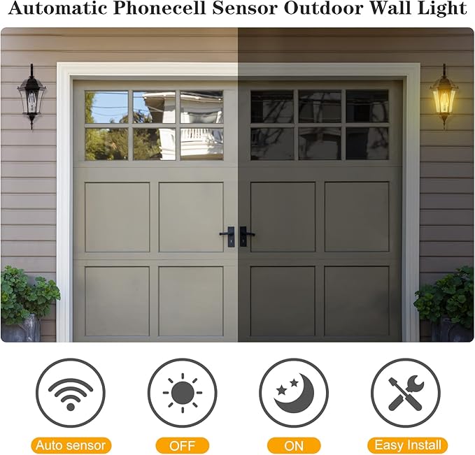 Dusk to Dawn Wall Light Outdoor 18” High, Antique Bronze Exterior Wall Lantern for with Clear Seeded Glass 2 Pack Porch Light Fixture for Garden and Yard, LMMS3601-DNS-2P