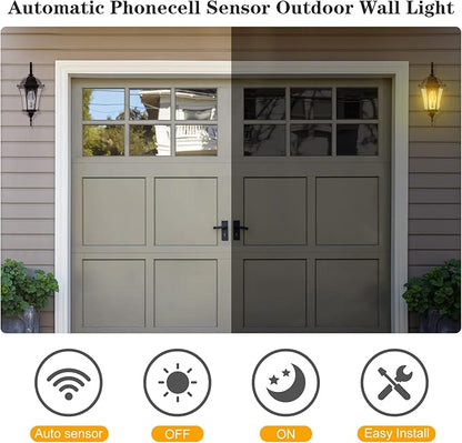 Dusk to Dawn Wall Light Outdoor 18” High, Antique Bronze Exterior Wall Lantern for with Clear Seeded Glass 2 Pack Porch Light Fixture for Garden and Yard, LMMS3601-DNS-2P