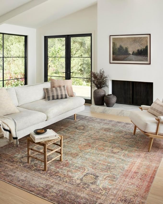 Loloi Amber Lewis Georgie Collection GER-03 Jade/Sunset 3'-9" x 5'-6", .19" Pile Height, Accent Rug