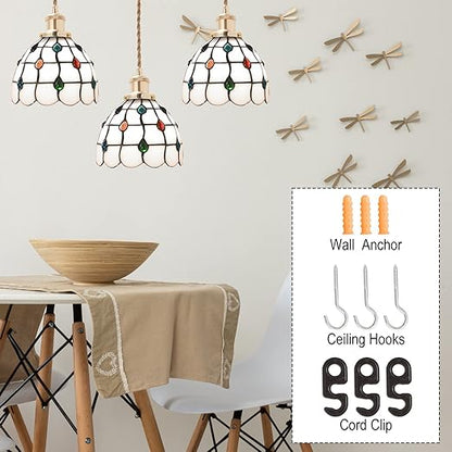 15.4ft Pendant Light Cord Kit, Industrial Vintage Plug in E26 Socket Hanging Light with Switch, Hemp Rope Hanging Light Fixture for Pendant Lamp Farmhouse Lamp Cable DIY