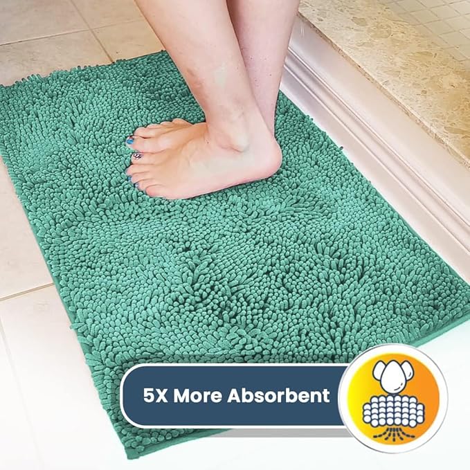 Muddy Mat® | Super Water Absorbent Door Mat Indoor, Microfiber Quick Dry Chenille Entryway Rug, Slip Resistant Front Door Mat, Indoor Mats for Entryway,Machine Washable Pet Rug, Seafoam Green 24"x96"