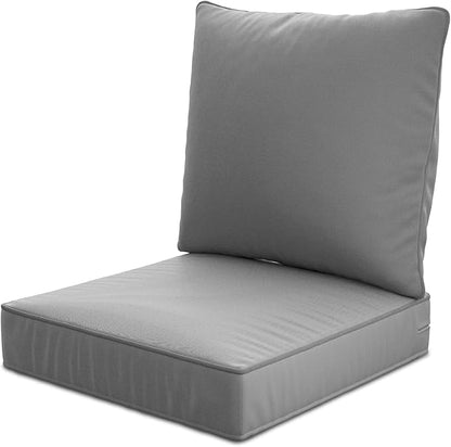 24" x 24" x 6" Outdoor Deep Seat Cushions Set - Waterproof & Fade Resistant Patio Furniture Replacement Cushions, Non-Slip Outdoor Cushions Fit Loveseats, Couches, Chairs, and Sofas.