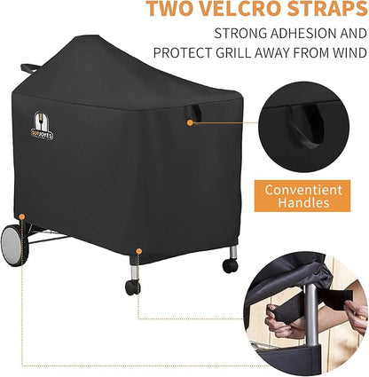 Grill Cover for Weber Performer Deluxe Charcoal, 22 Inch BBQ Covers, Premium Heavy Duty Waterproof Accessories for Weber 7152 Performer Charcoal Grills with Handles