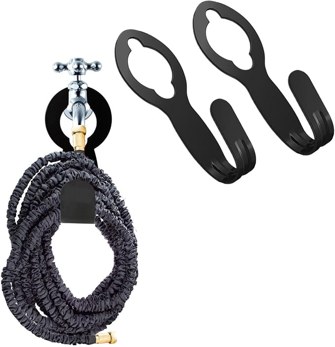 chic style Garden Hose Holder Hook, Pack 2 Metal Hose Hangers for 50ft 25ft Expandable Hose