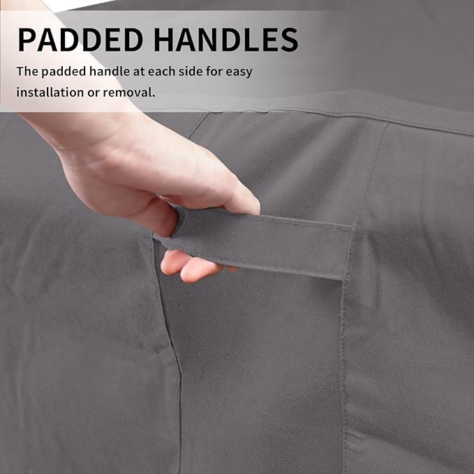 Easy-Going 600D Heavy Duty Patio Furniture Cover for Outdoor Rectangular Table and Chair Set, Waterproof Outdoor Sectional Set Cover (111"L x 74"W x 28"H, Grey)