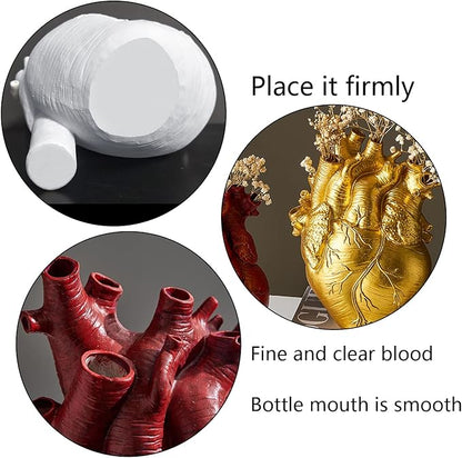 Resin Vase Planter, Decorative Heart Vase - Anatomical Heart Tabletop Decorative Craft, Farmhouse Living Room Bedroom Countertop (Red,Small)