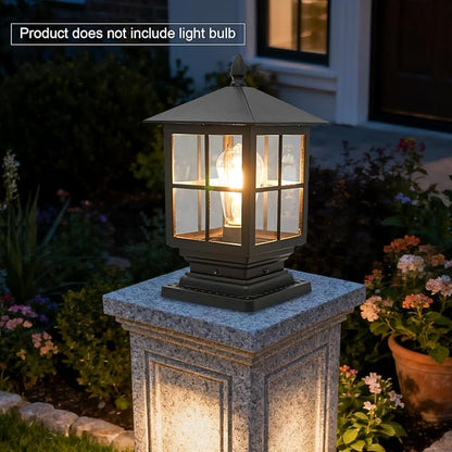 Outdoor Post Light, Modern Exterior Pillar Lantern, Dusk to Dawn Outdoor Lighting, Exterior Post Lantern Lamps for Garden Backyard Patio Lawn Driveway Porch