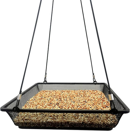 Hanging Bird Feeder Tray for Outside Wild Birds,Platform Bird Feeding Metal Mesh Seed Tray,Great Decoration for Garden Backyard