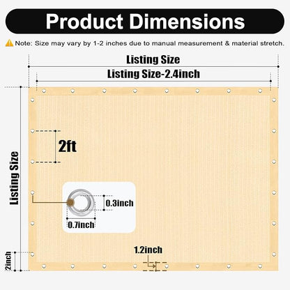 Artpuch 90% Sun Shade Cloth, 10 x 16 FT Pergola Shade Cover Canopy with Grommets, Sun Screen Fabric Tarp for Patio, Outdoor, Garden, Backyard, Wheat
