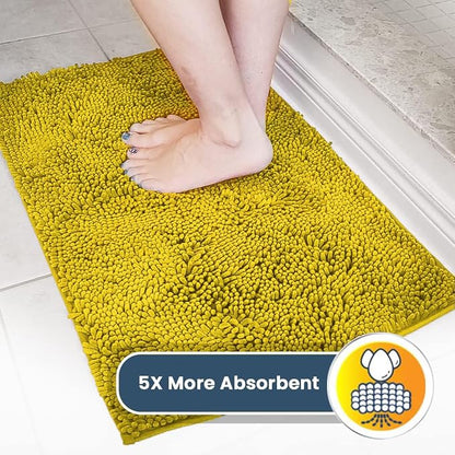 Muddy Mat® | Super Water Absorbent Door Mat Indoor, Microfiber Quick Dry Chenille Entryway Rug,Slip Resistant Front Door Mat,Indoor Mats for Entryway,Machine Washable Pet Rug, Lemon Yellow 48" x 72"