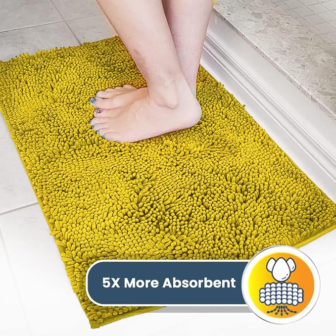 Muddy Mat® | Super Water Absorbent Door Mat Indoor, Microfiber Quick Dry Chenille Entryway Rug,Slip Resistant Front Door Mat,Indoor Mats for Entryway,Machine Washable Pet Rug, Lemon Yellow 22" x 36"