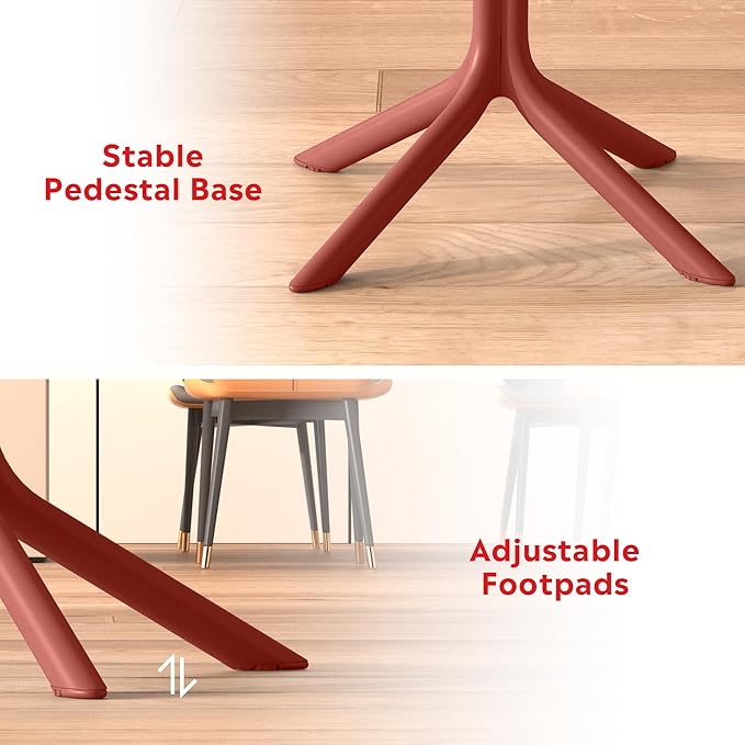 Costaelm 5 Piece Patio Furniture Set, HDPE Patio Square Bistro Table and Stackable Chairs Sets for 4, Outdoor Furniture All Weather for Backyard Poolside, Red