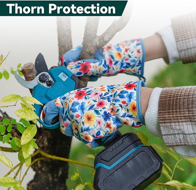 Gardening Gloves for Women, Printed Touchscreen Garden Gloves with Grip, Thorn-Proof Puncture-Resistant Work Gloves