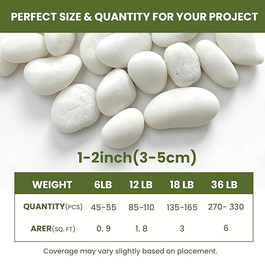 6 lbs Natural White River Rocks, 1-2 Inch Natural Polished Pebbles for Indoor Plants, Decorative Stones for Vase Filler, Aquarium, Succulent, and Outdoor Garden Landscaping