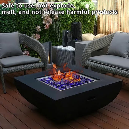 DomeStar 10LB Cobalt Blue Fire Pit Rocks, Reflective Round Glass Beads for Natural Propane Fire Pit Landscaping