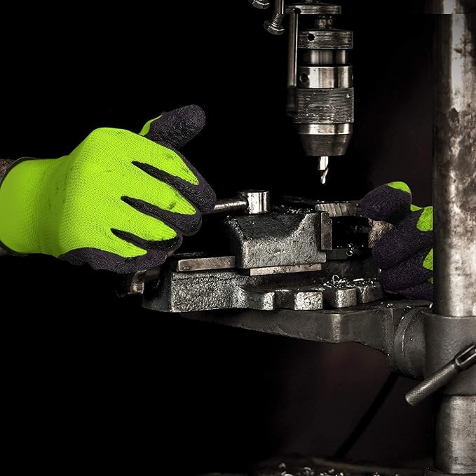 Evridwear Crinkle Latex Rubber Hand Coated Safety Work Gloves for Men Women General Multi Use Construction Warehouse Gardening Assembly Landscaping,Green X-Small 120 Pairs Pack
