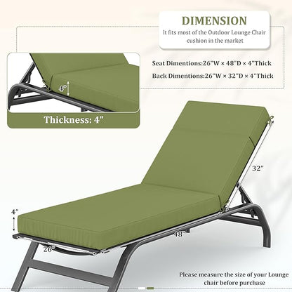 Chaise Lounge Cushions Outdoor, 80" L X 26" W X 4" D Lounge Chair Cushions for Outdoor Furniture, High-Density Foam Outdoor Chaise Cushion-Waterproof Fade-Resistant ThickPatio lounge chair cushion