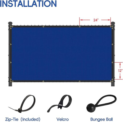 4' x 25' Blue Privacy Fence Screen Net Fencing 90% Privacy Blockage Windscreen Mesh Shade Cover with Copper Grommet for Patio Backyard Garden Swimming Pool, Zip Ties Included