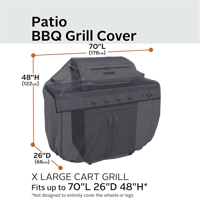 Classic Accessories Ravenna Water-Resistant 70 Inch BBQ Grill Cover, Black