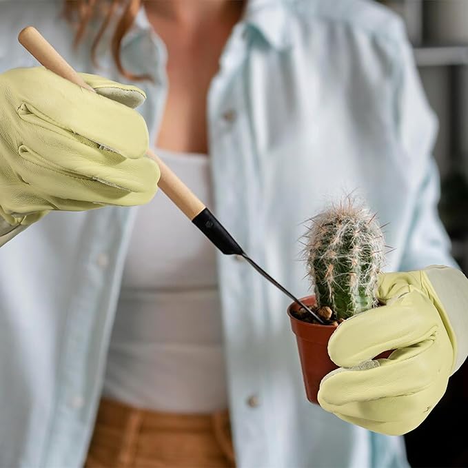 HLDD HANDLANDY Long Gardening Gloves for Women Men - Leather Rose Pruning Gloves Thorn Proof - Breathable Working Glove