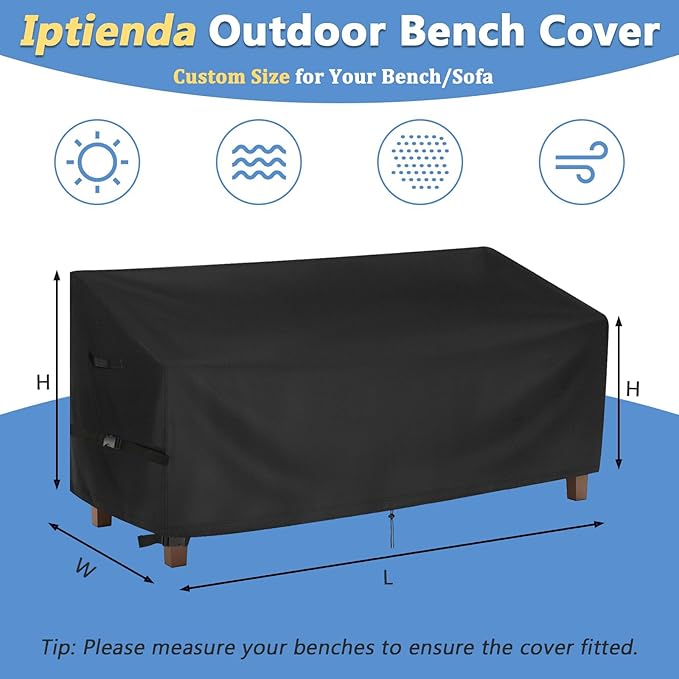 Customized Bench Cover for Outdoor Bench/Sofa ,Personalized Heavy Duty Waterproof Bench Cover for Convertible Bench/Backless Bench/Entryway Bench/Garden Bench/Glider Bench/Sofa/Loveseat/Couch