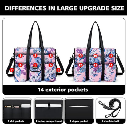 Utility Tote - Water Resistant with 19 Exterior/Interior Pockets - Large Women/Teacher/Work Bag