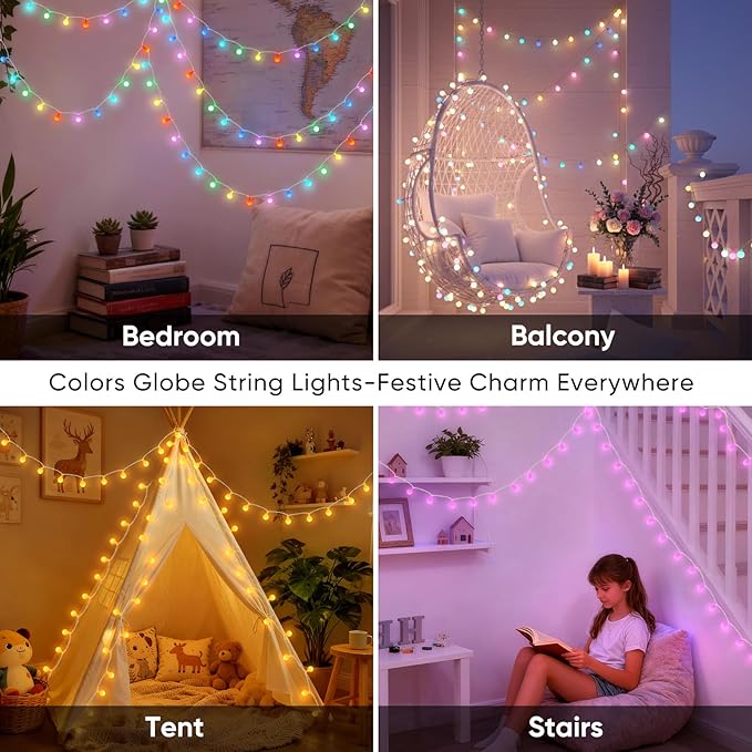 OMIKA 24 Colors Indoor String Lights with Remote, 16.5ft 50LED String Lights Bedroom USB Plug in, Color Changing Christmas Lights Hanging for Dorm Classroom Tapestry Party Garden Patio Wall Xmas Décor