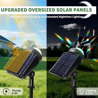 Outdoor Solar RGB Color-Changing Projection Lights, IP65 Waterproof 150° Adjustable LED Landscape Spotlights for Yard & Party Decoration