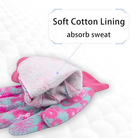 HANDLANDY 4 Pairs Women Garden Gloves, Cotton Ladies Soft Jersey Gardening Gloves with PVC Dots, Floral Yard Work Gloves