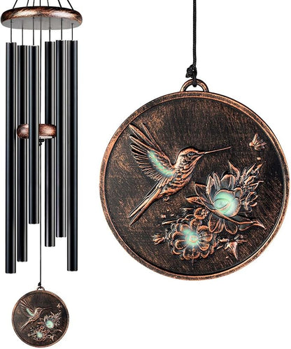 Large Wind Chimes for Outside, 48" Vintage Hummingbird Deep Tone Wind Chime Outdoor Clearance with Heavy Tubes, Patio Porch Balcony Decoration, Garden Hanging Decor Gifts for Women Men