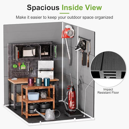 5x4 Shed Resin Outdoor Storage with Floor Included, Waterproof Small Plastic Garden Tool Sheds Cabinet
