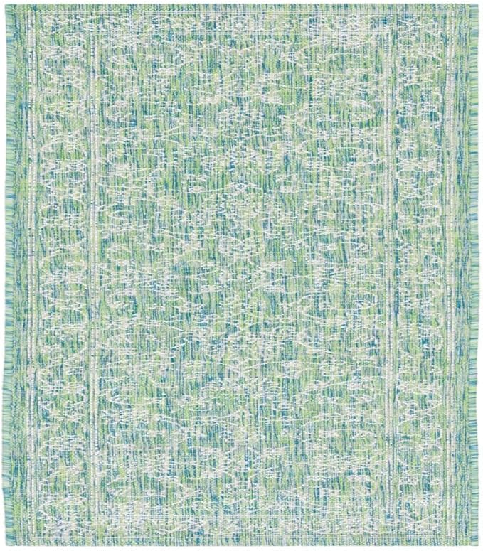 SAFAVIEH Washable Rug Outdoor Courtyard Collection - 2'3" x 12' Runner, Green & Ivory, Non-Shedding & Easy Cleaning, Ideal for Patio, Entryway, Mudroom, Hallway, Kitchen (CY8680-55721)