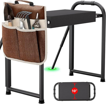 seasky Foldable Garden Kneeler and Seat, Anti-Tipping Heavy Duty 400 lbs Capacity, Widened Thick Soft Kneeling Pad, Gardening Stool with Tool Bag, Gifts for Women Seniors Parents